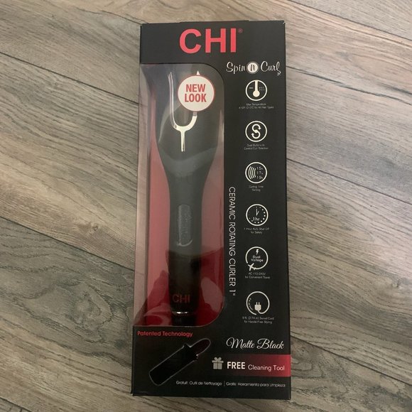 NWT CHI SPIN N CURL CERAMIC ROTATING CURLER‎ 1" MATTE BLACK - Picture 1 of 11